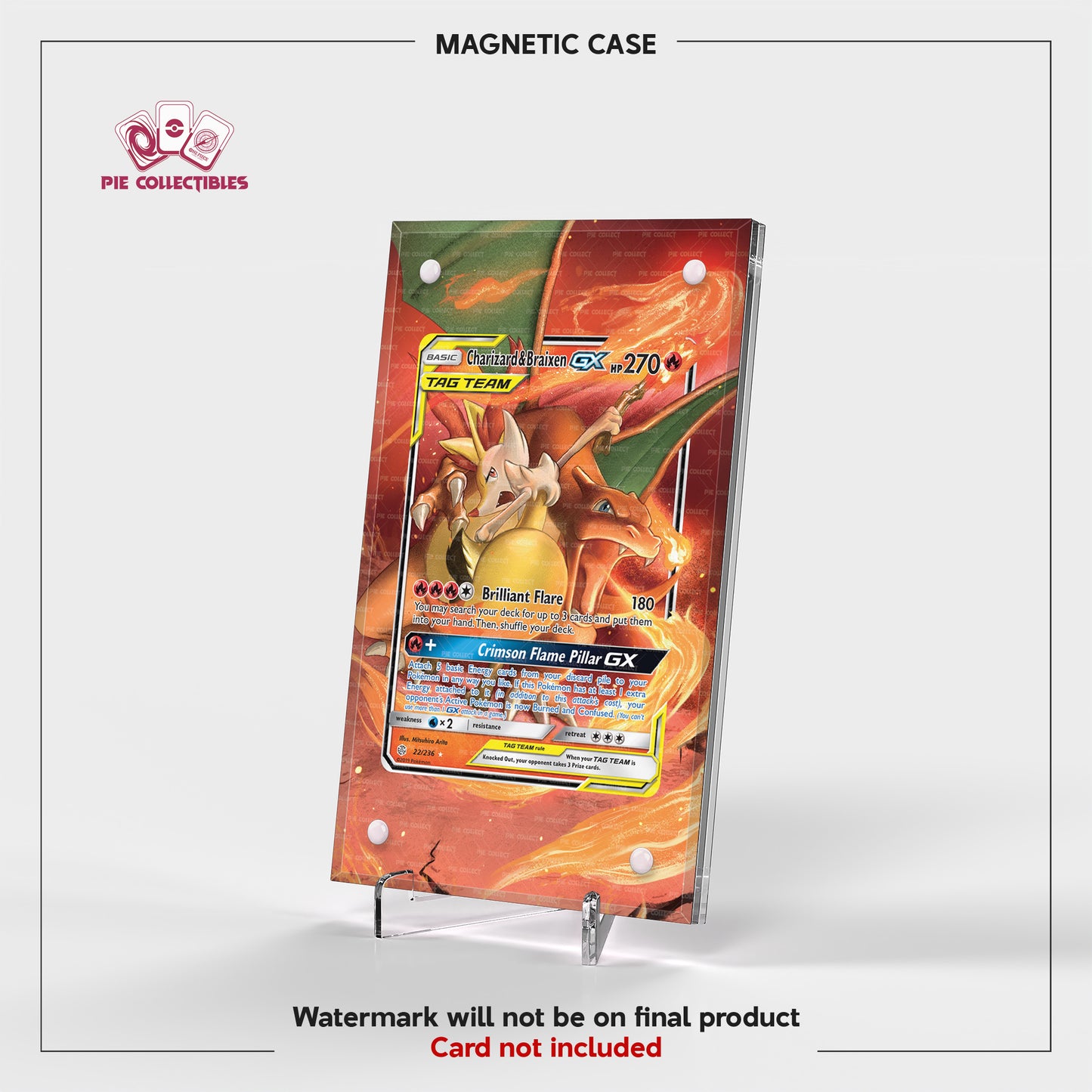 Charizard & Braixen GX - 22/236 - Cosmic Eclipse - Extended Art Display Case