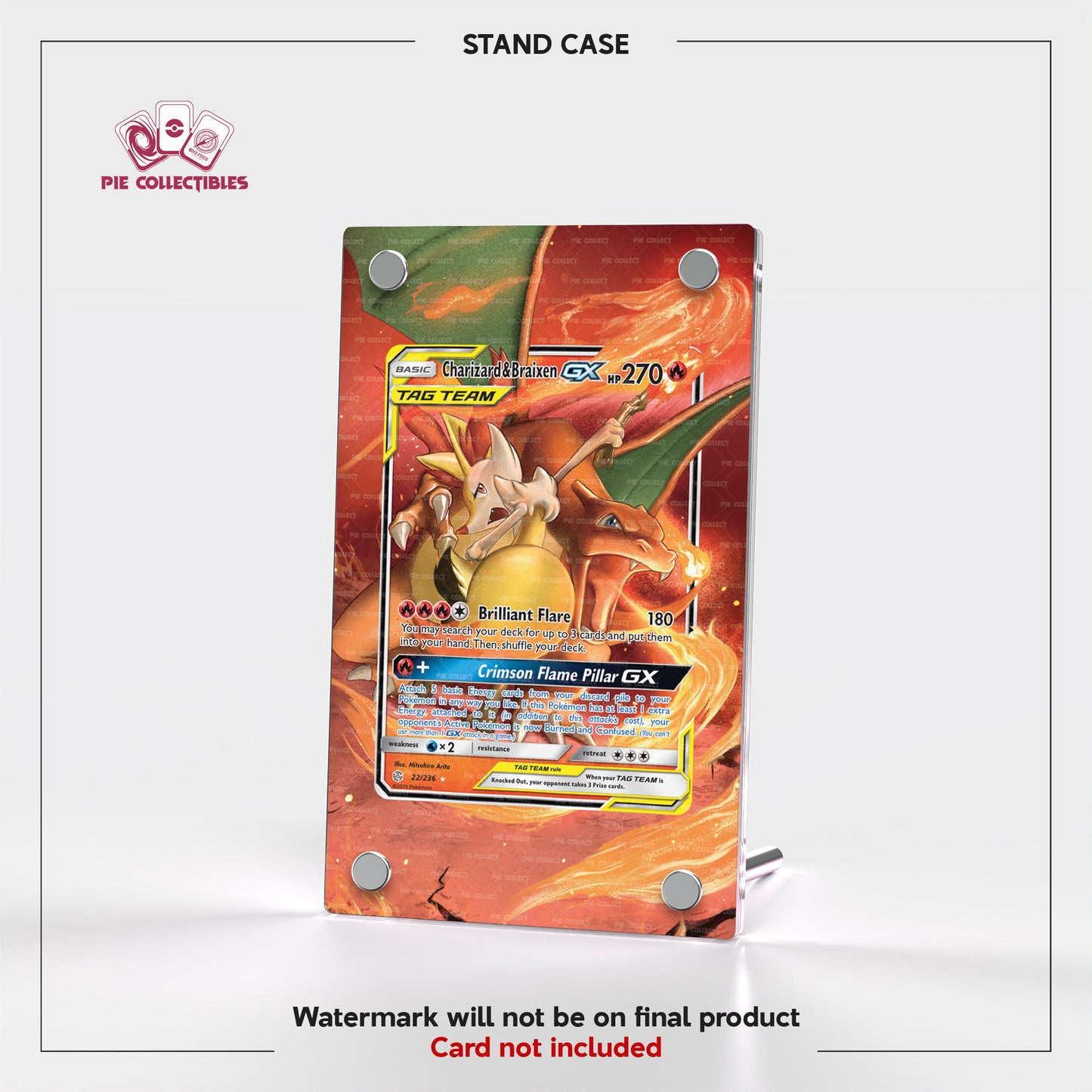 Charizard & Braixen GX - 22/236 - Cosmic Eclipse - Extended Art Display Case