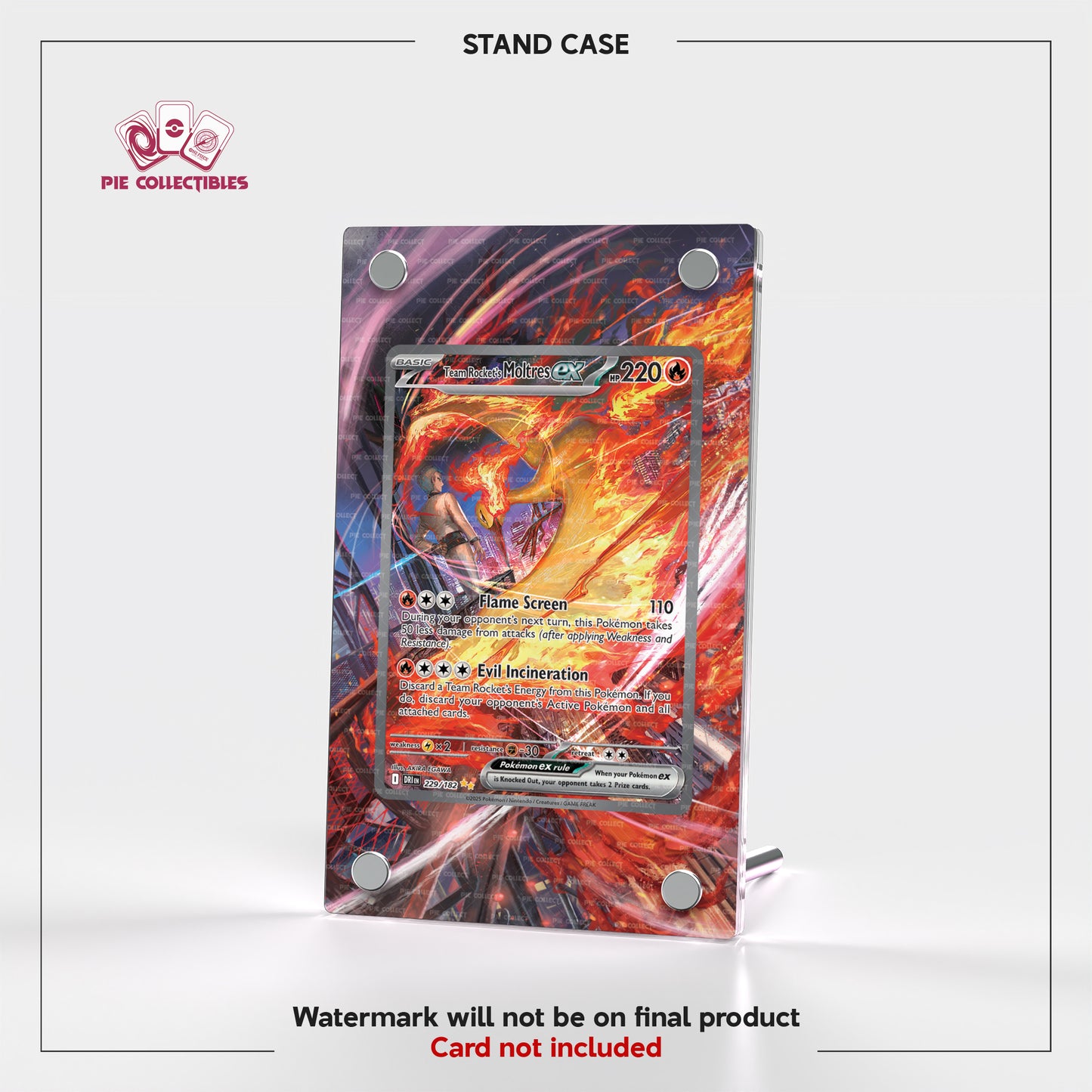 Team Rocket's Moltres EX - 229/182 - Destined Rivals - Extended Art Display Case